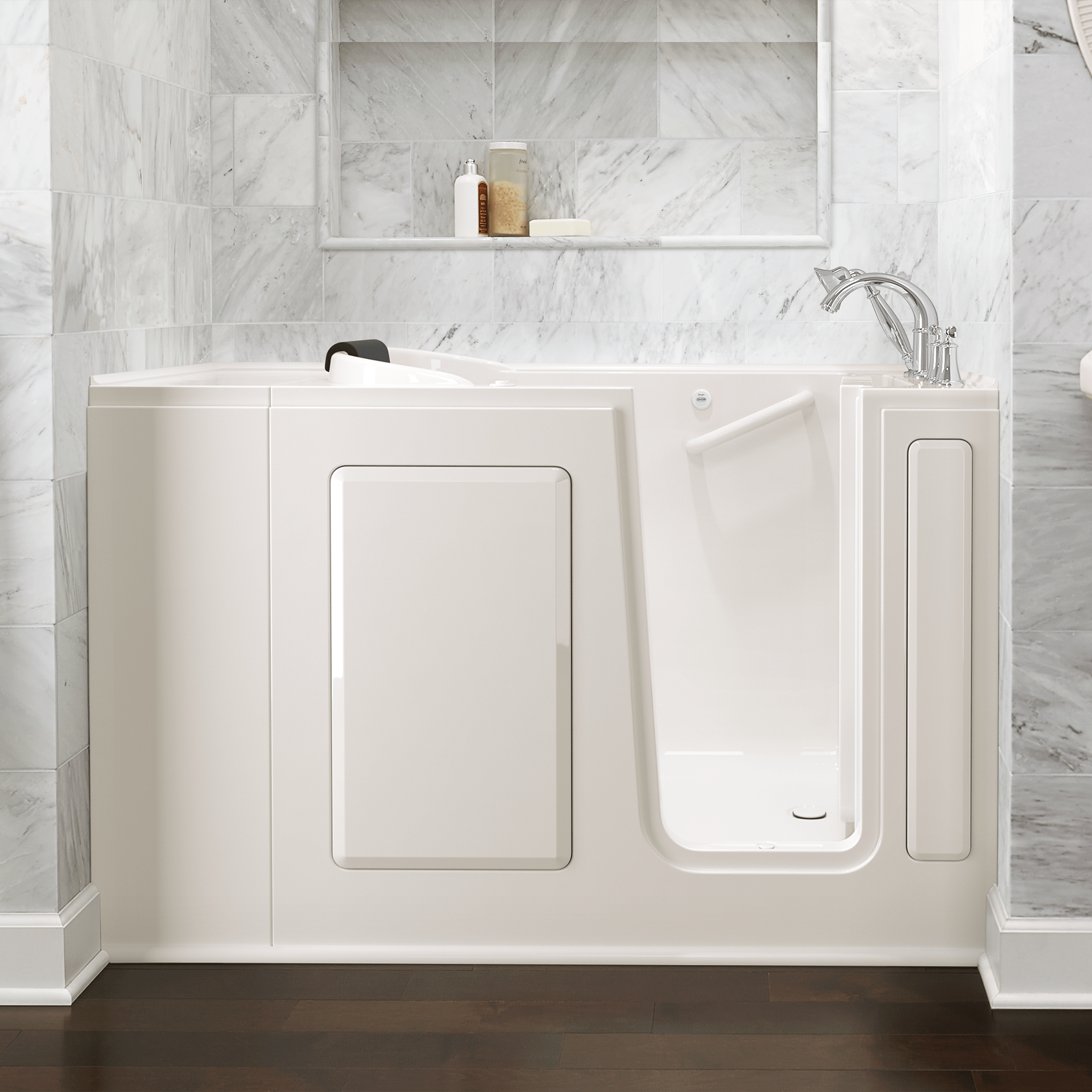 Gelcoat Premium Series 48x28 Inch Walk-In Bathtub with Air Massage System - Right Hand Door and Drain
